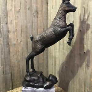 Chamois Goat Jumping Bronze Sculpture Capricorn MI 74 3 | Avant Garden Bronzes
