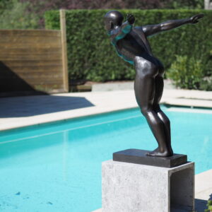Diving In Solid Bronze Male Swimmer Sculpture 3 | Avant Garden Bronzes