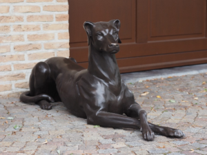 Guard Dog Facing Left Regal Lying Hound Bronze Sculpture DO 19 1 | Avant Garden Bronzes