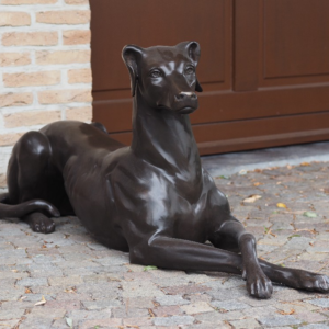 Guard Dog Facing Left Regal Lying Hound Bronze Sculpture DO 19 1 | Avant Garden Bronzes