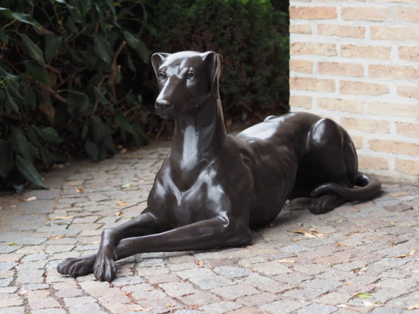 Guard Dog Facing Right Regal Lying Hound Bronze Sculpture DO 20 1 | Avant Garden Bronzes