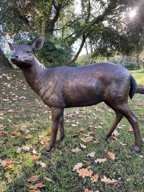 Doe Deer Bronzes Sculpture Lifestyle 1 | Avant Garden Bronzes