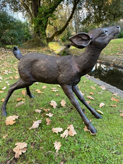 Fawn Deer Splayed Legs Bronze Sculpture 1 | Avant Garden Bronzes