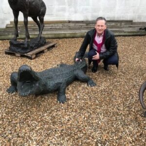 FO 1 Solid Bronze Alligator Fountain Sculpture 2 | Avant Garden Bronzes