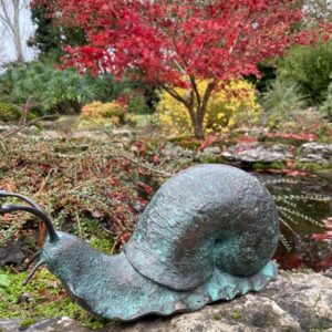 Garden Snail Solid Bronze XL Verdigris Sculpture 3