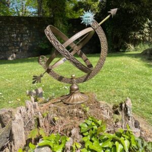 Garden Time Piece Armillary Sphere Sundial 48cm Sun & Moon Faces Bronze Sculpture 3 | Avant Garden Bronzes