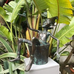 Goblin in a Bucket Solid Bronze Sculpture Fountain 2 | Avant Garden Bronzes
