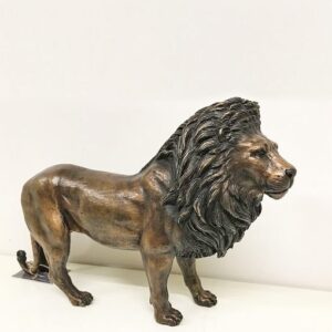 Golden Lion Sculpture In Bronze Wild Cat Statue 26x41cm WI 55 2 | Avant Garden Bronzes
