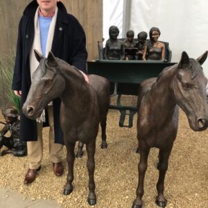 Le Deux Cheval Solid Bronze Horses Sculpture (Pair) HO 30