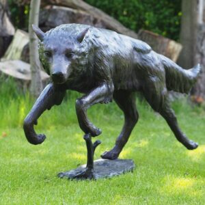 MI 75 Wolf In Action Solid Bronze Sculpture 1 | Avant Garden Bronzes