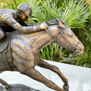 Racehorse and Jockey Bronze Sculpture on marble base 4 | Avant Garden Bronzes
