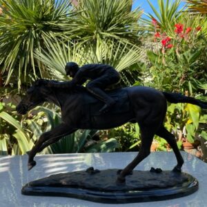 Racehorse and Jockey Bronze Sculpture on marble base 6 | Avant Garden Bronzes