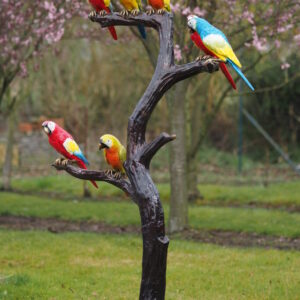 Solid Bronze 6 Parrots Tree Sculpture 1 | Avant Garden