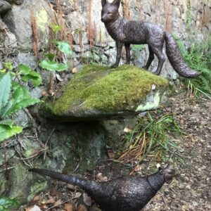 Solid Bronze Fox & Pheasant Sculptures 1