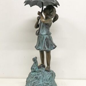 Girl Umbrella Fountain Dog Water Feature Bronze Sculpture FO 54 3 | Avant Garden Bronzes