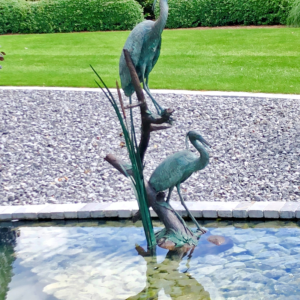 Solid Bronze Heron Fountain Sculpture Water Feature 1 | Avant Garden