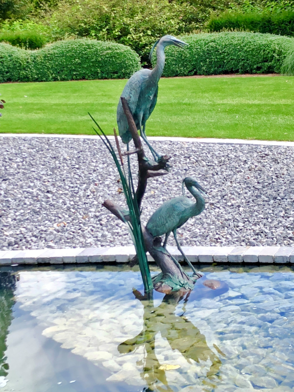 Solid Bronze Heron Fountain Sculpture Water Feature 1 | Avant Garden
