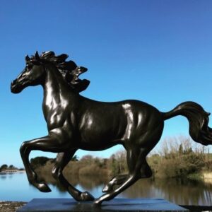 Solid Bronze Horse Galloping Sculpture 30x38cm HO 26