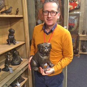 Pug Dog Sitting Bronze Family Pet Sculpture DO 12 6 | Avant Garden Bronzes