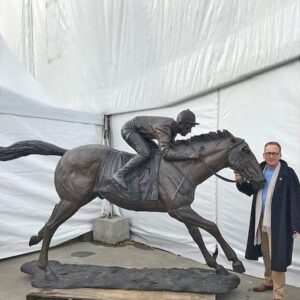 Solid Bronze Racehorse & Jockey Sculpture Lifesize HO 29