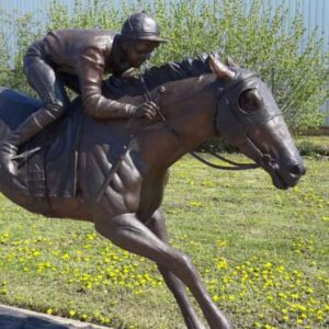 Solid Bronze Racehorse & Jockey Sculpture Lifesize HO 29