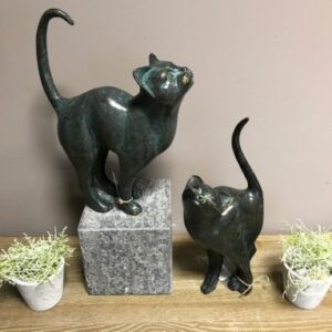Solid Bronze Sculpture Cat Sleek CA 19