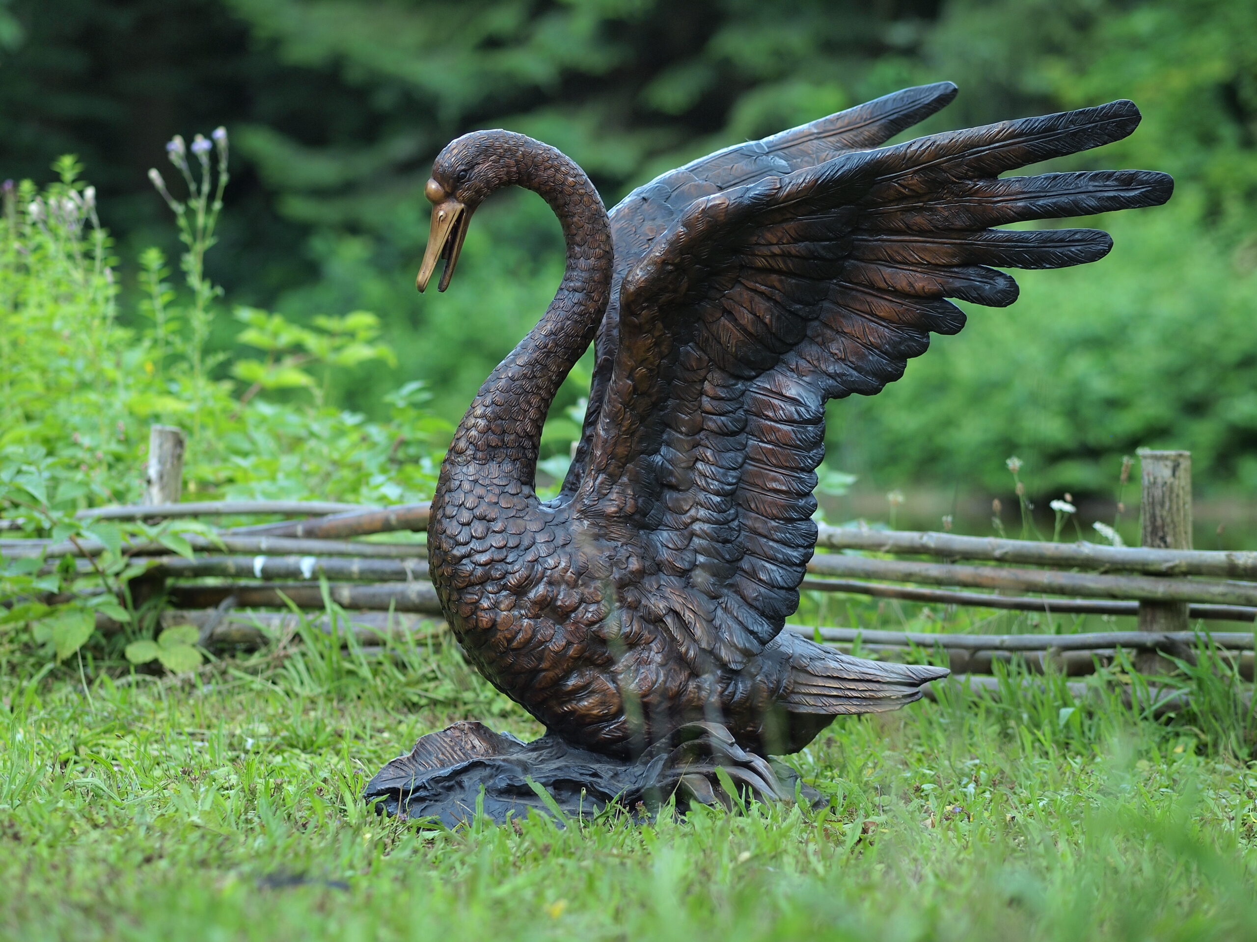 Exotic Bronze Swan Fountain Wingspread Sculpture Water Feature FO 3 1 | Avant Garden Bronzes