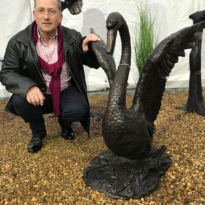 Exotic Bronze Swan Fountain Wingspread Sculpture Water Feature FO 3 2 | Avant Garden Bronzes