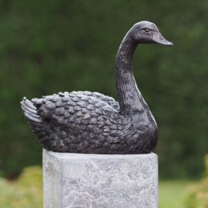 Graceful bronze swan sculpture for garden pond patio or interior display larger decorative swan ornament