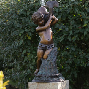 Solid Bronze Water Boy With Fish Fountain Sculpture 1 | Avant Garden