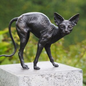 Sphynx Cat Arched Back Solid Bronze Sculpture CA 21 1 | Avant Garden