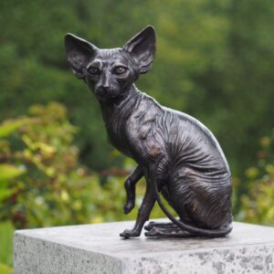 Sphynx Cat Sitting Solid Bronze Sculpture CA 20 1 | Avant Garden