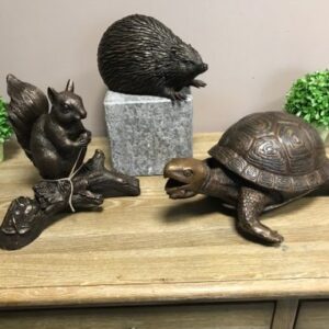 Squirrel Hedgehog Tortoise Bronze Sculptures 1 | Avant Garden Bronzes