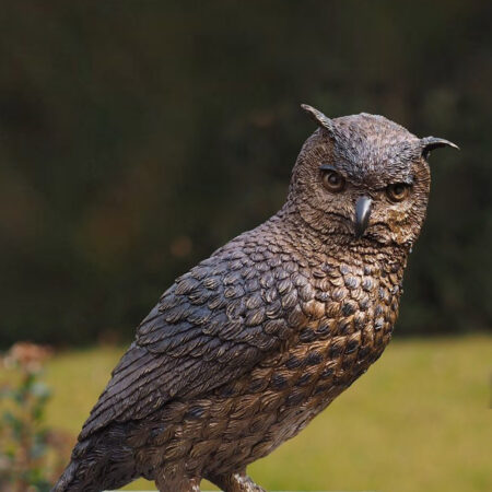 Bronze Owl Standing Sideways Sculpture Bird of Prey 1 | Avant Garden Bronzes