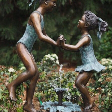 FIGI 57 Fine Cast Solid Bronze Sculptures Girls Watersplash Dancing at Fountain 2 | Avant Garden Bronzes