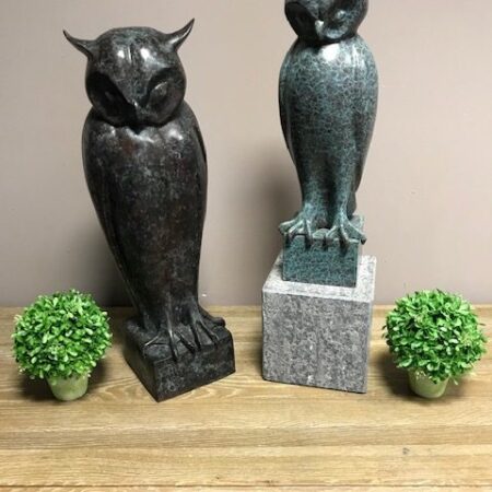 Bronze Sculpture Owl Large & Small 2 | Avant Garden Bronzes