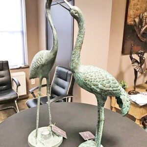 Crane Bird Pair Bronze Sculptures 5 | Avant Garden Bronzes