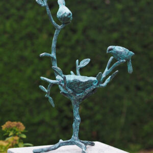 BI 83 Solid Bronze Twiggy Birds Nest Feeder Sculpture 1 | Avant Garden