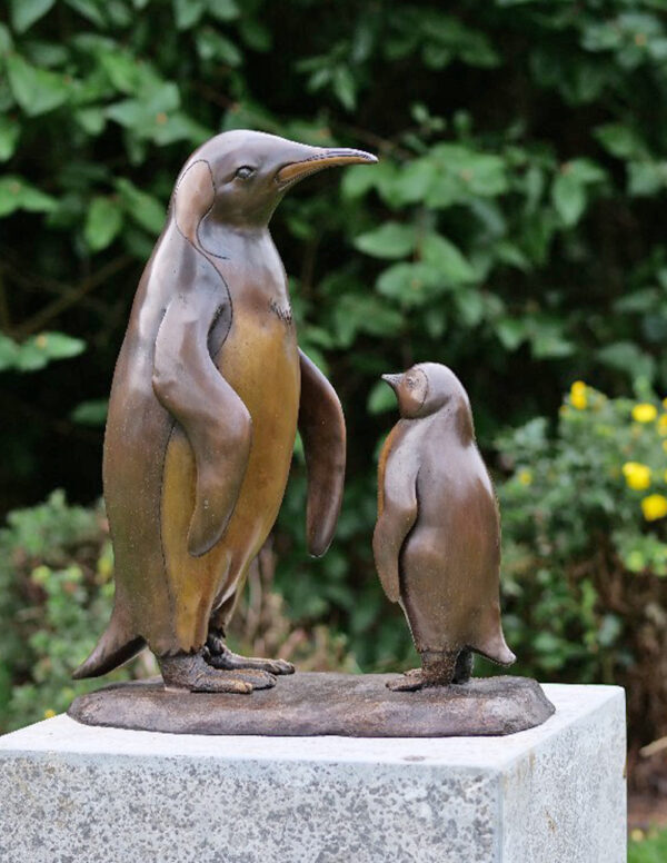 BI 73 Solid Bronze Penguin & Chick Sculpture 1 | Avant Garden Bronzes