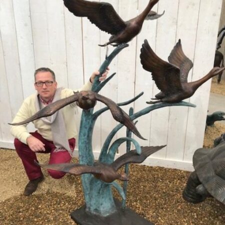 Bronze Sculpture Ducks Flying Fountain Water Feature 7 | Avant Garden Bronzes