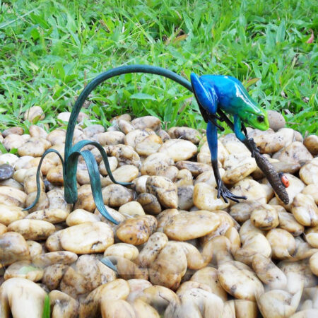 MI 12 Solid Bronze Sculpture Blue Rain Forest Frog 3 | Avant Garden Bronzes