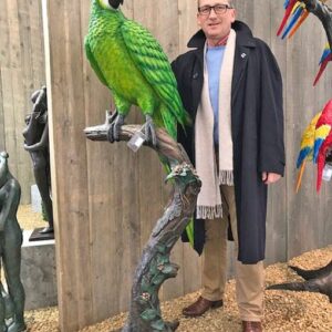 BI 15 Solid Bronze Green Macaw Parrot Sculpture 6 | Avant Garden Bronzes