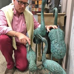 ixed Crane Bird Pair Bronze Sculptures 1 | Avant Garden Bronzes