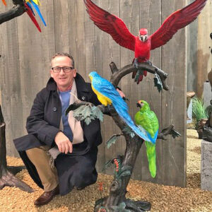 BI 72 Solid Bronze Macaw Parrots on tree sculpture 5 | Avant Garden Bronzes