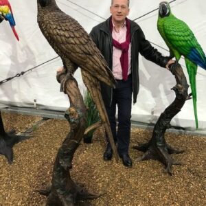 BI 15 Solid Bronze Green Macaw Parrot Sculpture 5 | Avant Garden Bronzes