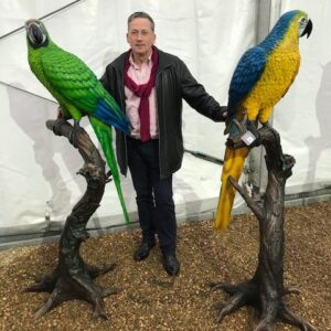 BI 15 Solid Bronze Green Macaw Parrot Sculpture 4 | Avant Garden Bronzes