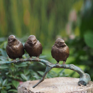 BI 36 Fine Cast Solid Bronze Sculpture Three Birds Perched 1 | Avant Garden