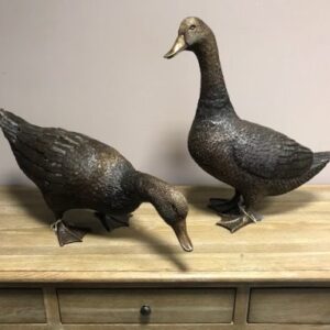 Feeding Duck Walking Goose Bronze Sculptures Studio 1 | Avant Garden Bronzes