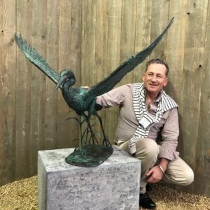 Heron Wingspread Solid Bronze Sculpture Verdigris 1 | Avant Garden Bronzes