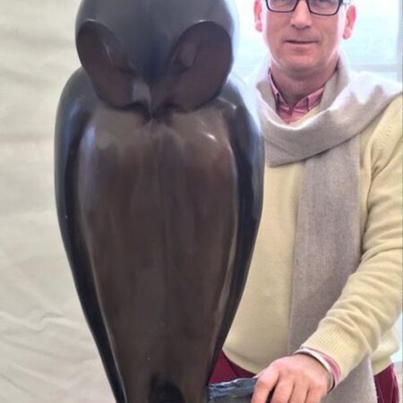 BI 57 Fine Cast Bronze Sculpture Long Eared Owl Smooth 2 | Avant Garden Bronzes